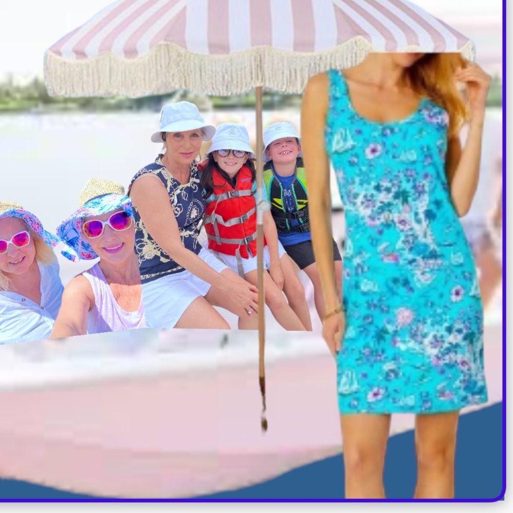 Lilly Pulitzer Newberri Tank Dress Blue Pink